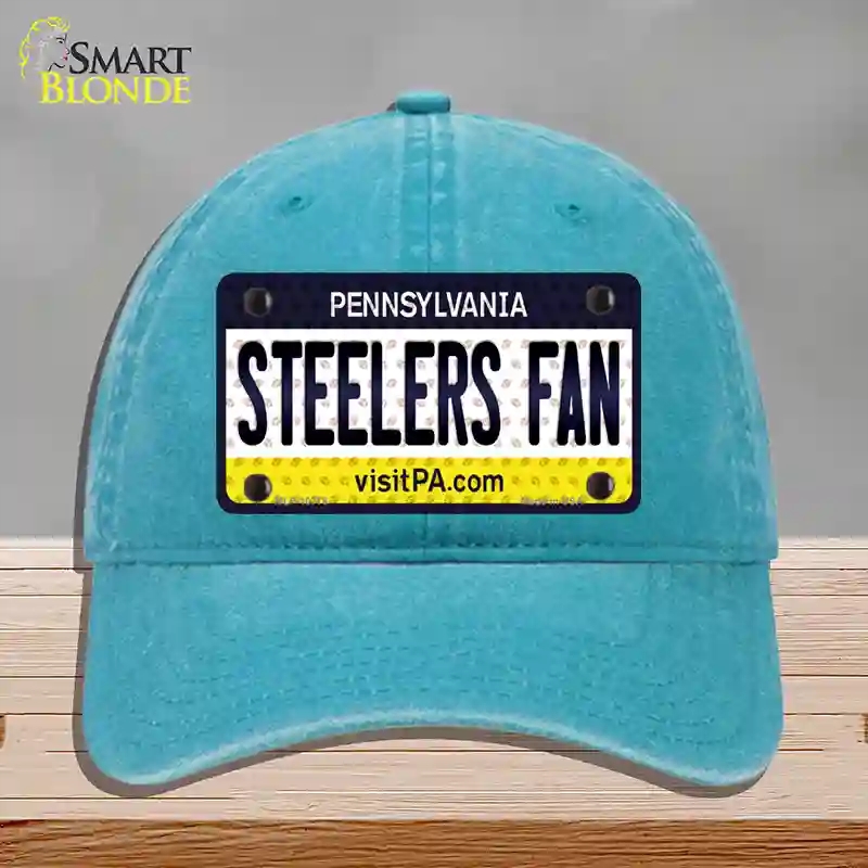 HAT10-MLP-10778 Steelers Fan Pennsylvania Novelty License Plate Hat, Unconstructed Cotton - Lake Blue