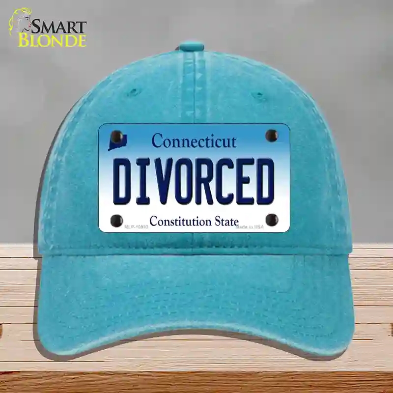 HAT10-MLP-10933 Divorced Connecticut Novelty License Plate Hat, Unconstructed Cotton - Lake Blue