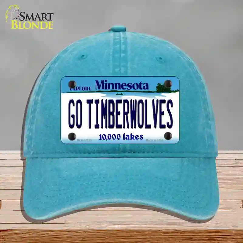 HAT10-MLP-11055 Go Timberwolves Minnesota State Novelty License Plate Hat, Unconstructed Cotton - Lake Blue