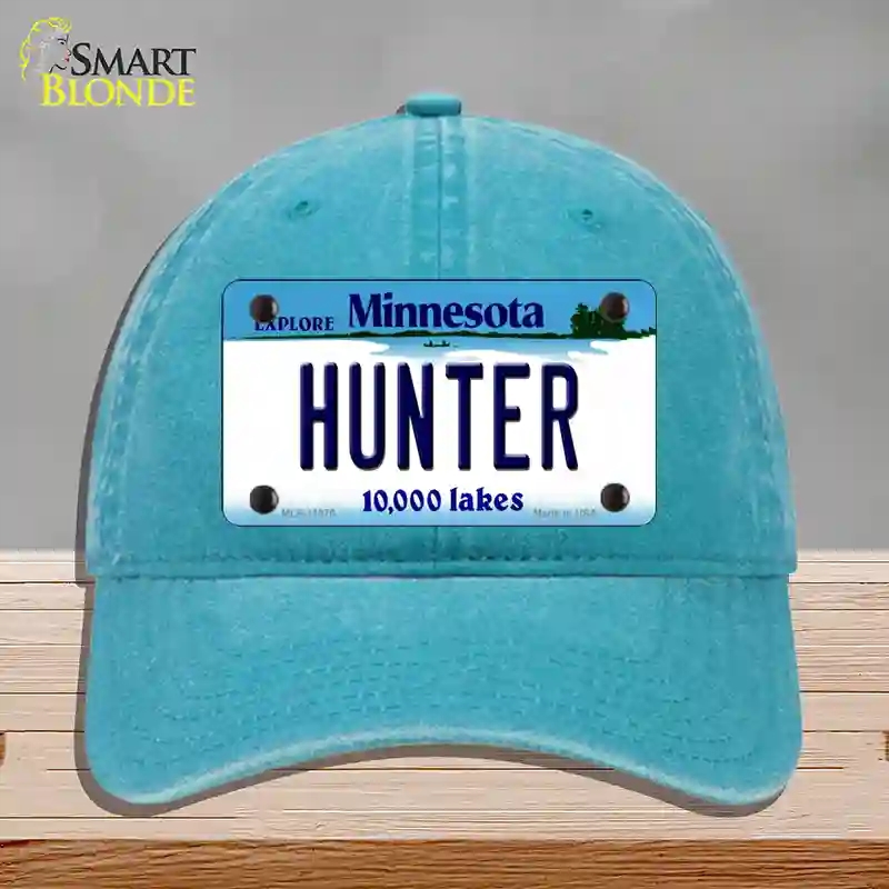 HAT10-MLP-11076 Hunter Minnesota State Novelty License Plate Hat, Unconstructed Cotton - Lake Blue