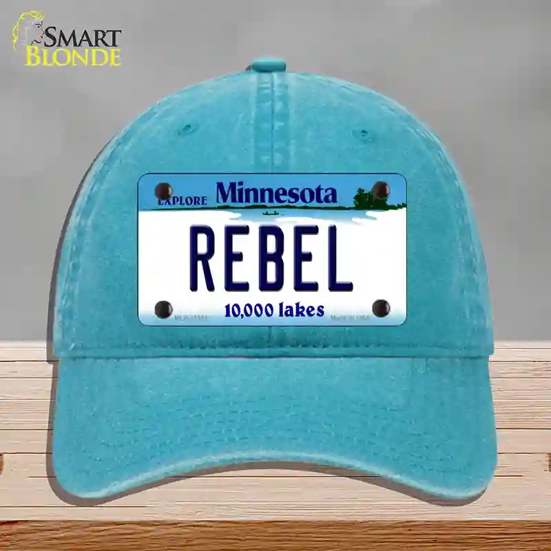 HAT10-MLP-11081 Rebel Minnesota State Novelty License Plate Hat, Unconstructed Cotton - Lake Blue