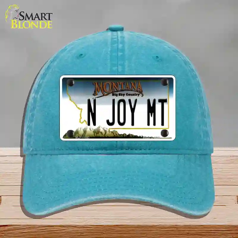 HAT10-MLP-11087 N Joy MT Montana State Novelty License Plate Hat, Unconstructed Cotton - Lake Blue