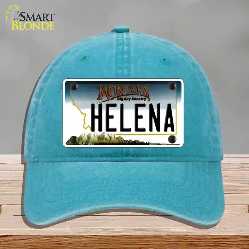 HAT10-MLP-11093 Helena Montana State Novelty License Plate Hat, Unconstructed Cotton - Lake Blue