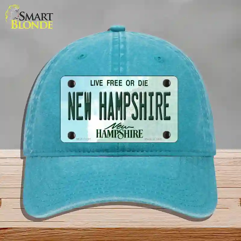 HAT10-MLP-11131   Hampshire State Novelty License Plate Hat, Unconstructed Cotton - Lake Blue