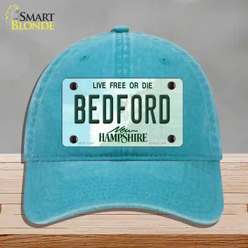HAT10-MLP-11140 Bedford   Hampshire State Novelty License Plate Hat, Unconstructed Cotton - Lake Blue