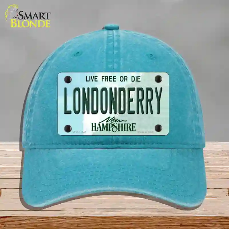 HAT10-MLP-11141 Londonderry   Hampshire State Novelty License Plate Hat, Unconstructed Cotton - Lake Blue