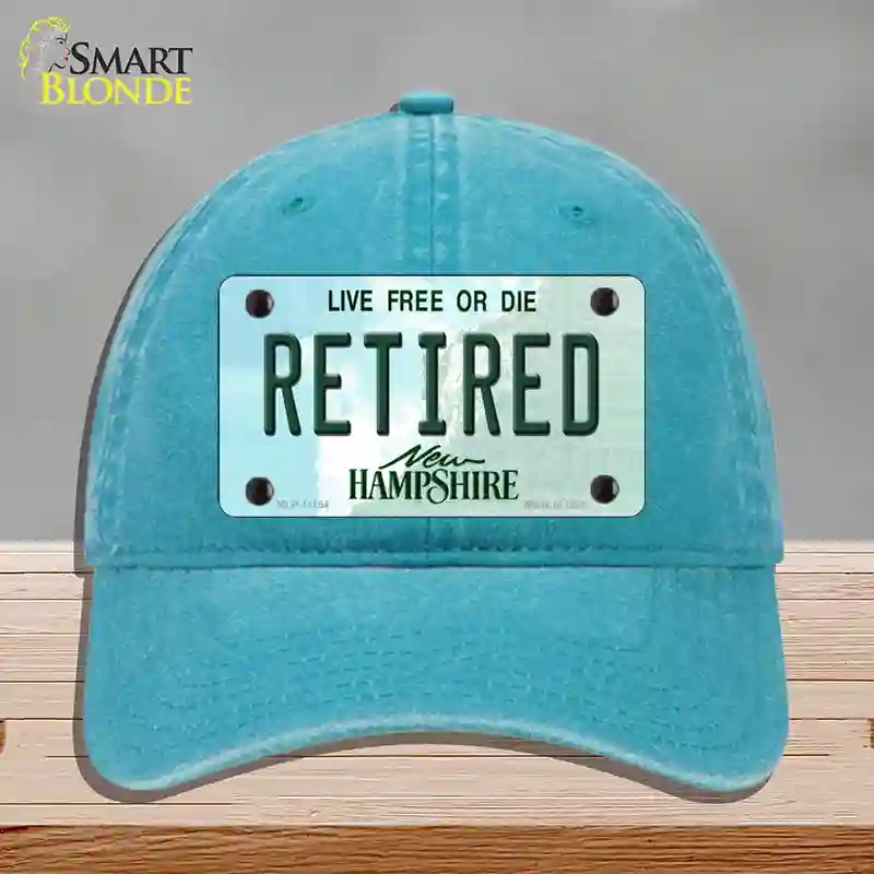 HAT10-MLP-11154 Retired   Hampshire State Novelty License Plate Hat, Unconstructed Cotton - Lake Blue