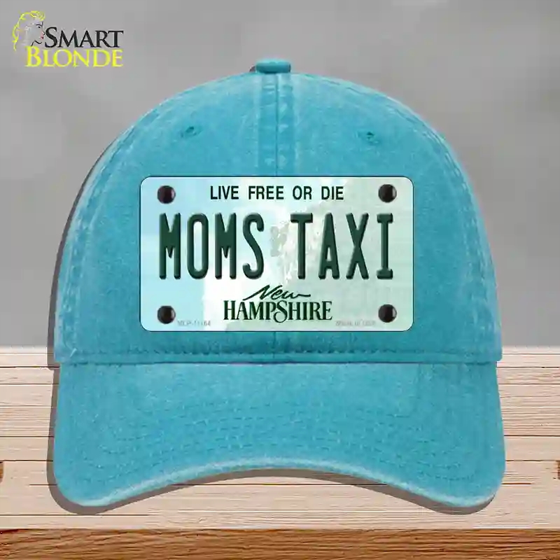 HAT10-MLP-11164 Moms Taxi   Hampshire State Novelty License Plate Hat, Unconstructed Cotton - Lake Blue