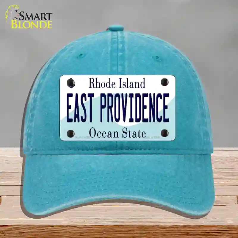 HAT10-MLP-11189 East Providence Rhode Island State Novelty License Plate Hat, Unconstructed Cotton - Lake Blue