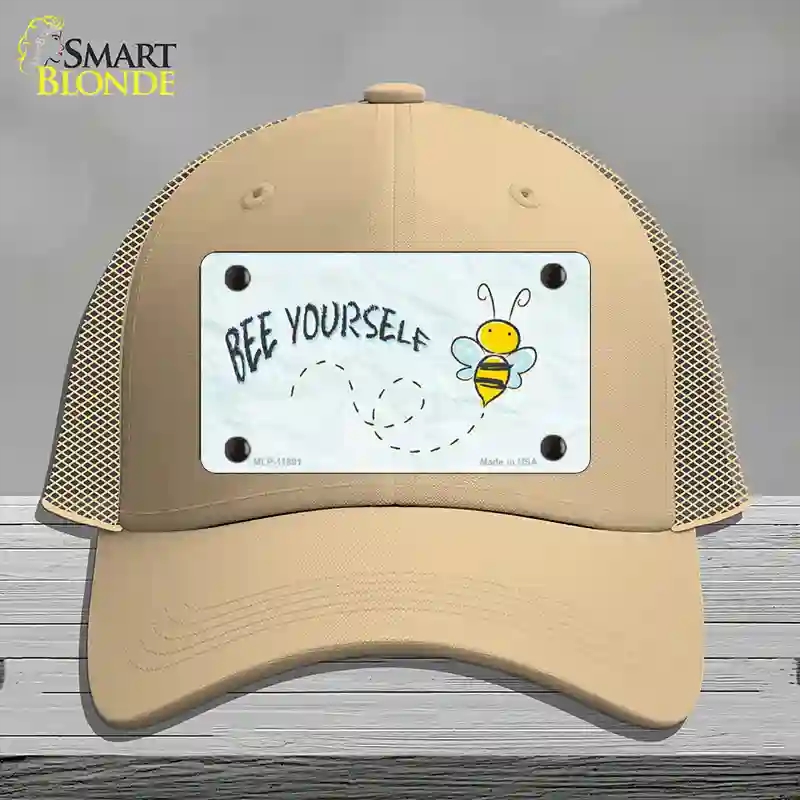 HAT15-MLP-11891 Bee Yourself Novelty License Plate Hat, Mesh - Khaki