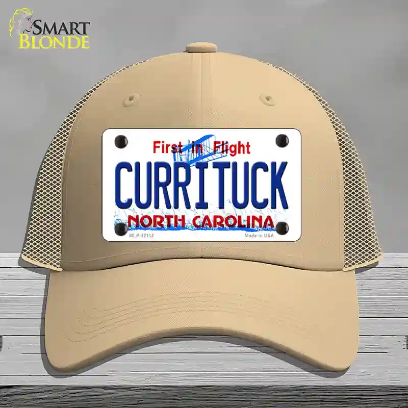 HAT15-MLP-12112 Currituck North Carolina State Novelty License Plate Hat, Mesh - Khaki