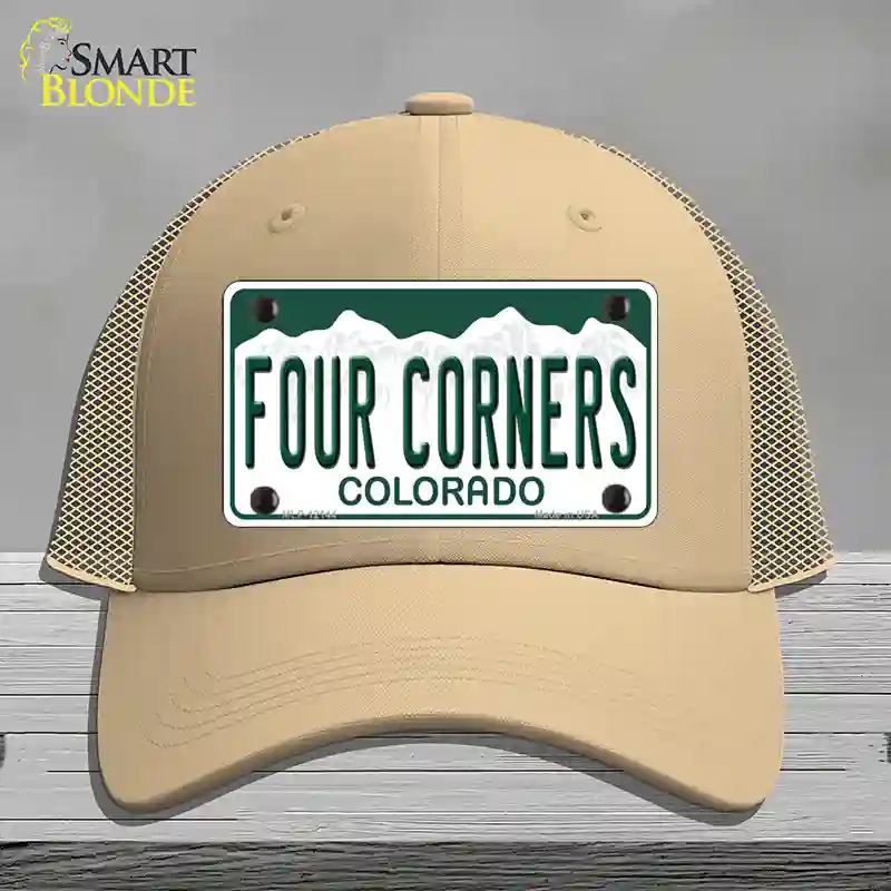 HAT15-MLP-12144 Four Corners Colorado Novelty License Plate Hat, Mesh - Khaki