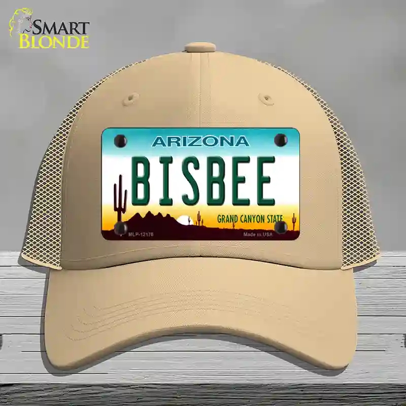 HAT15-MLP-12176 Bisbee Arizona Novelty License Plate Hat, Mesh - Khaki