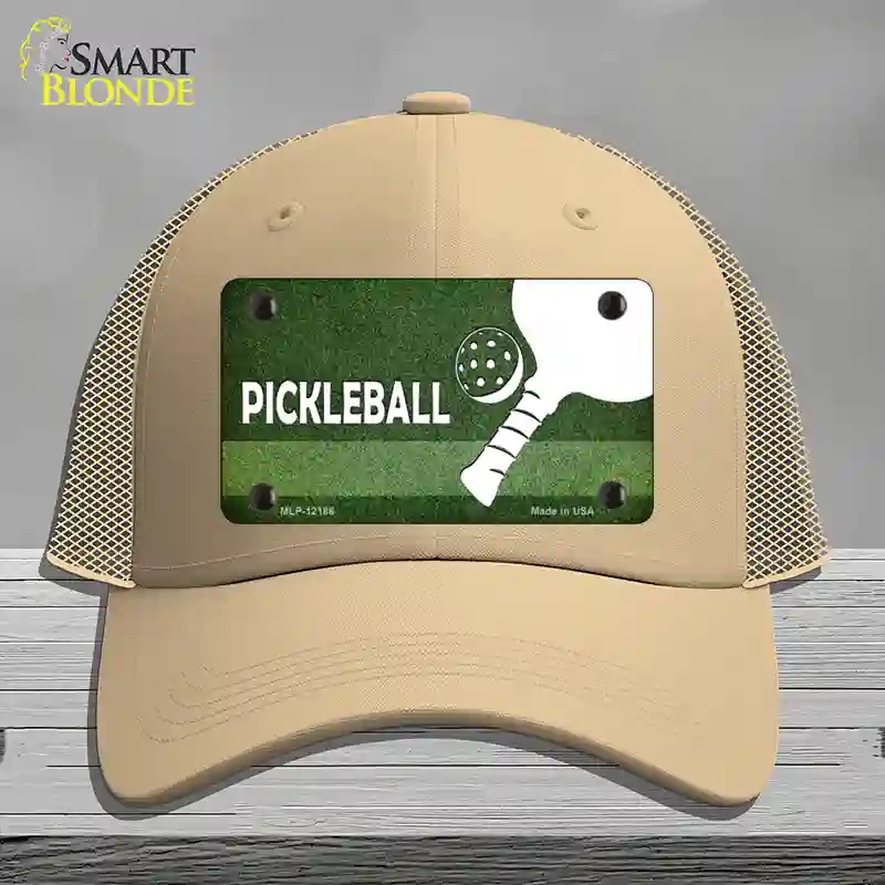 HAT15-MLP-12186 Pickleball Novelty License Plate Hat, Mesh - Khaki