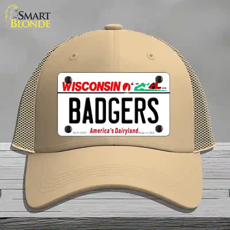 HAT15-MLP-12207 decalrs Wisconsin Novelty License Plate Hat, Mesh - Khaki