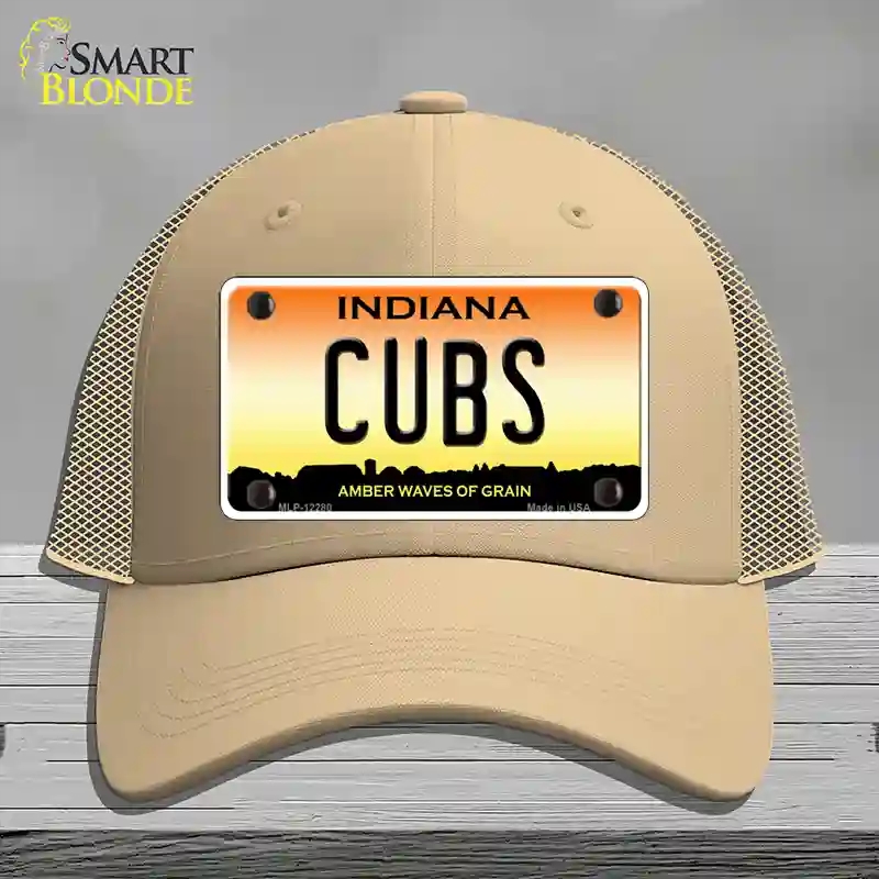 HAT15-MLP-12280 Cubs Indiana Novelty License Plate Hat, Mesh - Khaki