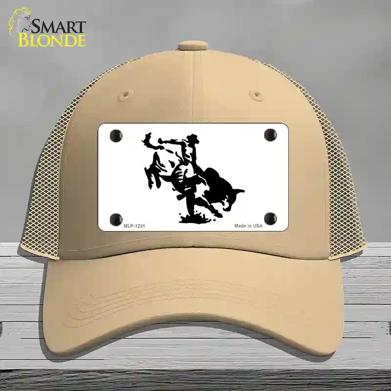 HAT15-MLP-1231 Bull Rider Novelty License Plate Hat, Mesh - Khaki
