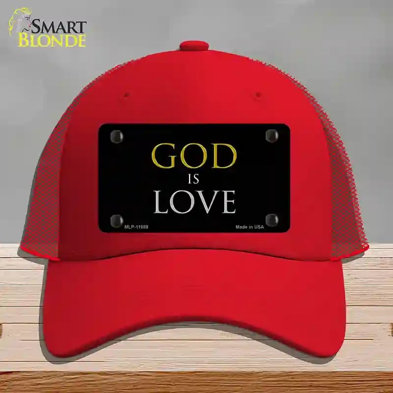 HAT17-MLP-11889 God is Love Novelty License Plate Hat, Mesh - Red