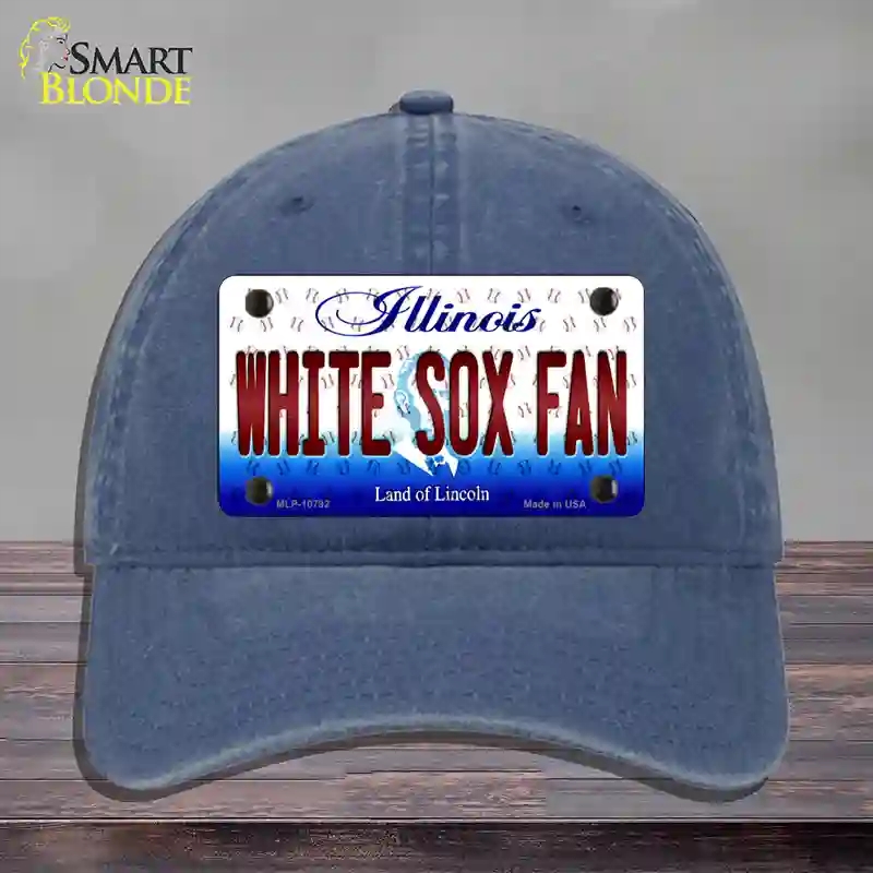 HAT11-MLP-10792 White Sox Fan Illinois Novelty License Plate Hat, Unconstructed Cotton - Navy