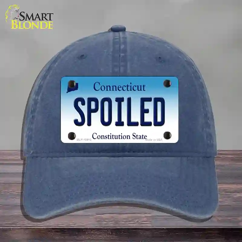 HAT11-MLP-10913 Spoiled Connecticut Novelty License Plate Hat, Unconstructed Cotton - Navy