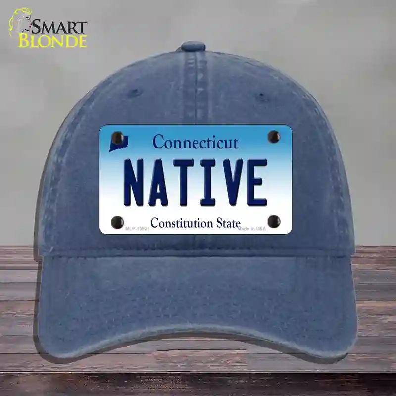 HAT11-MLP-10921 Native Connecticut Novelty License Plate Hat, Unconstructed Cotton - Navy