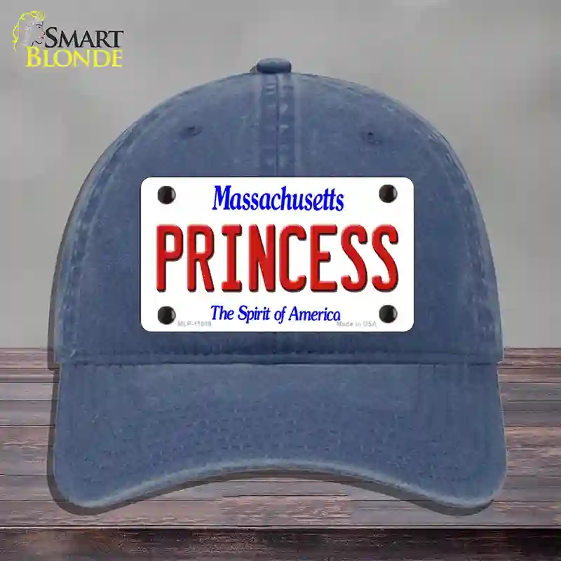 HAT11-MLP-11009 Princess Massachusetts Novelty License Plate Hat, Unconstructed Cotton - Navy