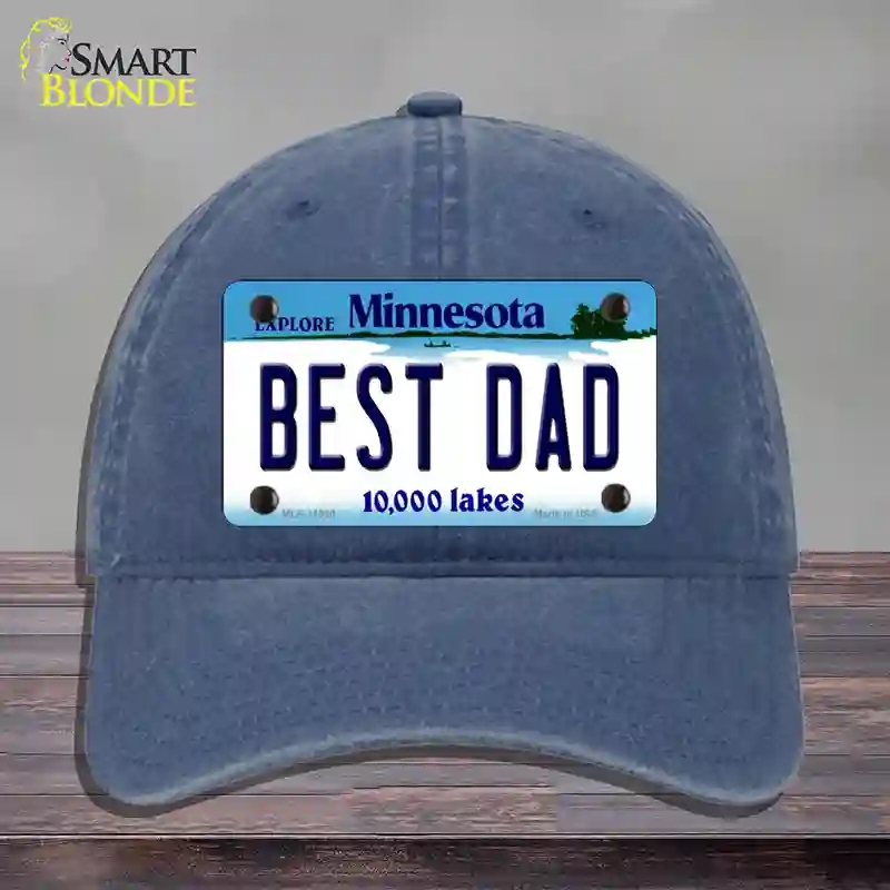 HAT11-MLP-11080 Best Dad Minnesota State Novelty License Plate Hat, Unconstructed Cotton - Navy
