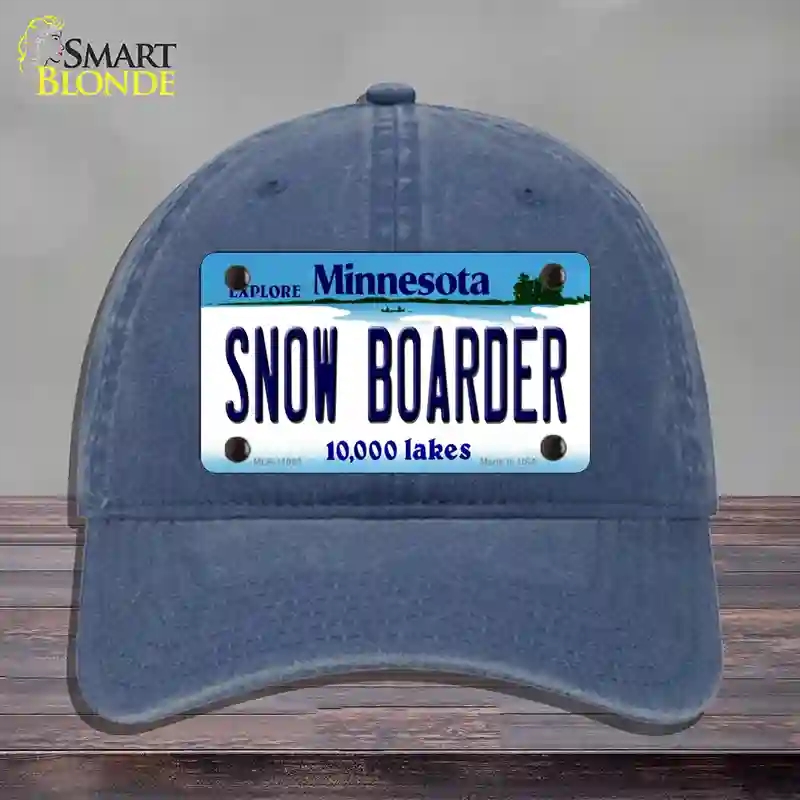 HAT11-MLP-11083 Snow Boarder Minnesota State Novelty License Plate Hat, Unconstructed Cotton - Navy