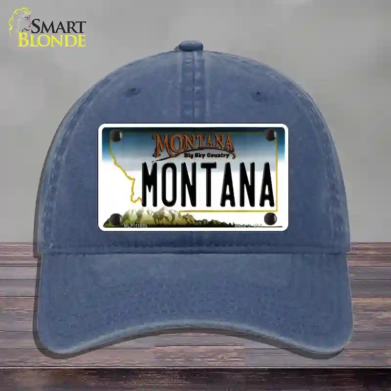 HAT11-MLP-11085 Montana State Novelty License Plate Hat, Unconstructed Cotton - Navy