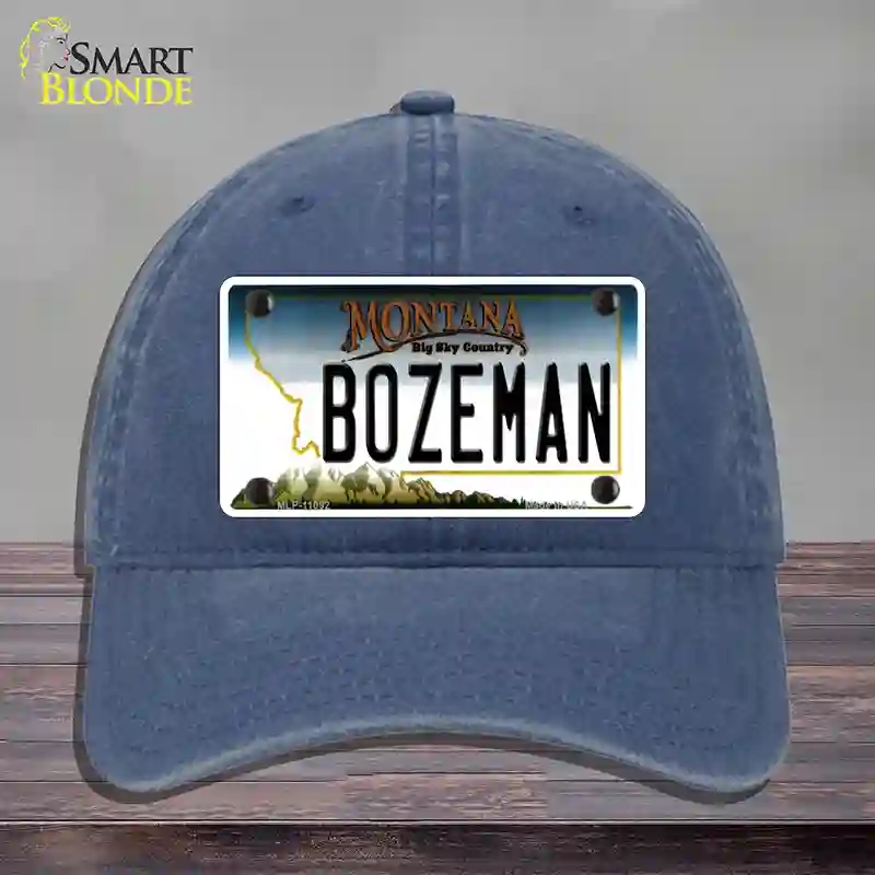 HAT11-MLP-11092 Bozeman Montana State Novelty License Plate Hat, Unconstructed Cotton - Navy