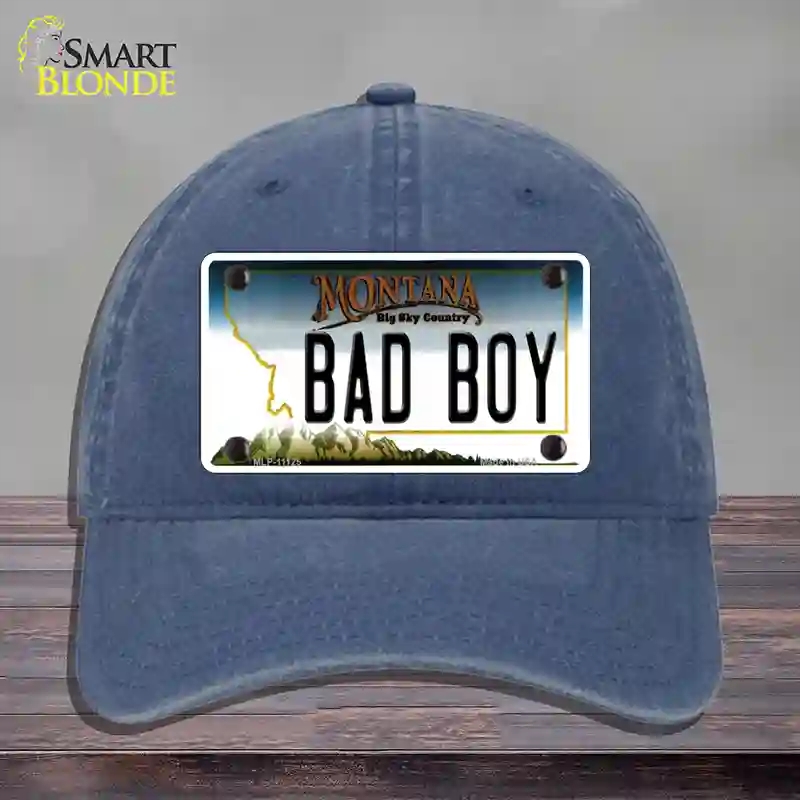 HAT11-MLP-11125 Bad Boy Montana State Novelty License Plate Hat, Unconstructed Cotton - Navy
