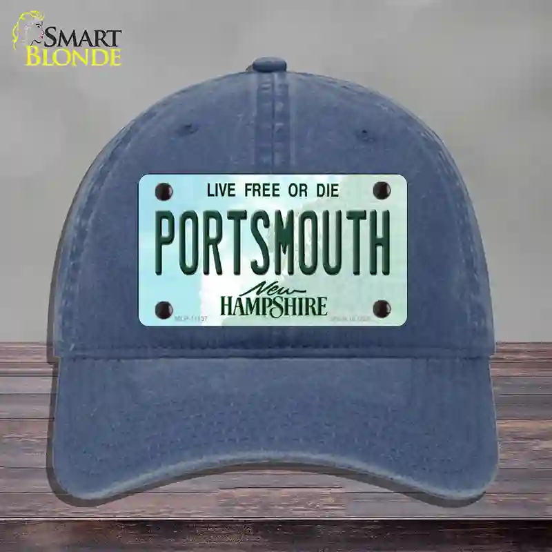 HAT11-MLP-11137 Portsmouth   Hampshire State Novelty License Plate Hat, Unconstructed Cotton - Navy