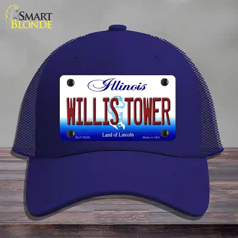 HAT18-MLP-10325 Willis Tower Illinois Novelty License Plate Hat, Mesh - Royal Blue