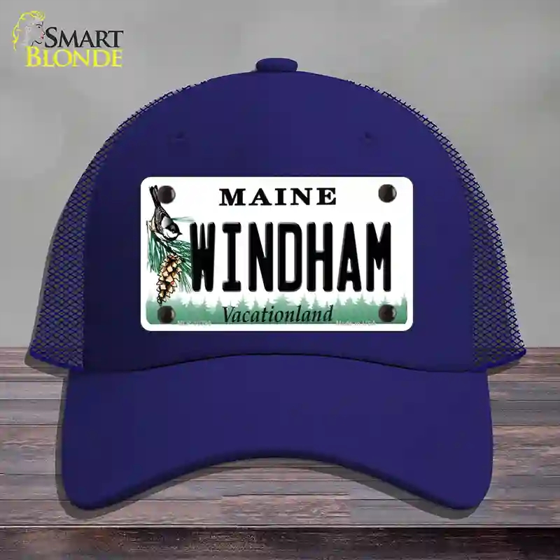 HAT18-MLP-10396 Windham Maine Novelty License Plate Hat, Mesh - Royal Blue