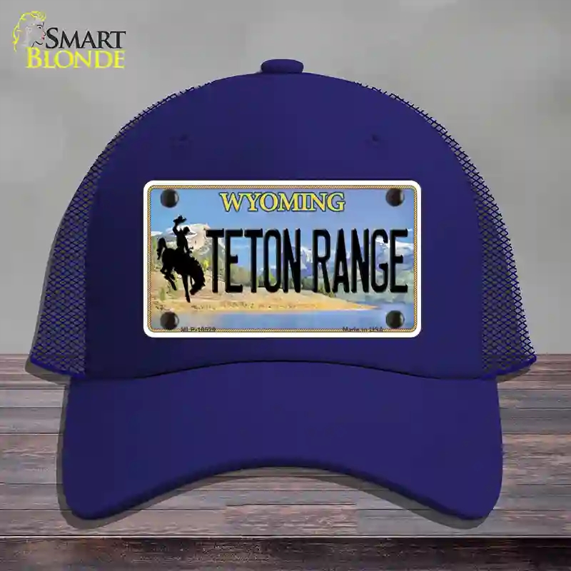 HAT18-MLP-10529 Teton Range Wyoming Novelty License Plate Hat, Mesh - Royal Blue