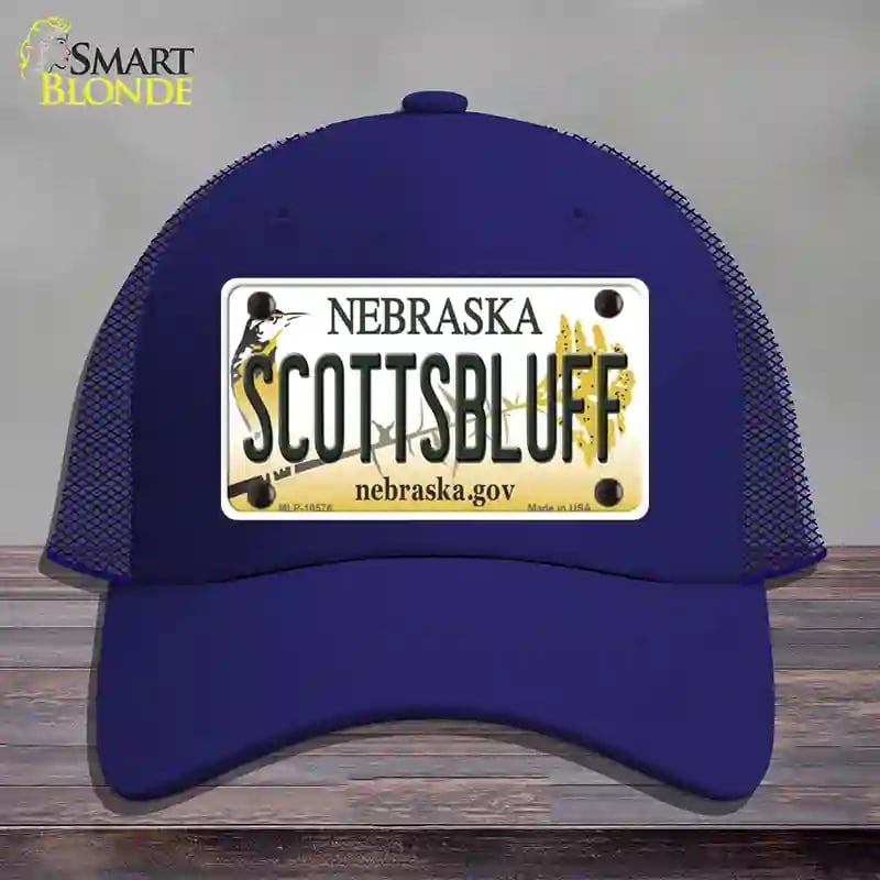HAT18-MLP-10576 Scottsbluff Nebraska Novelty License Plate Hat, Mesh - Royal Blue
