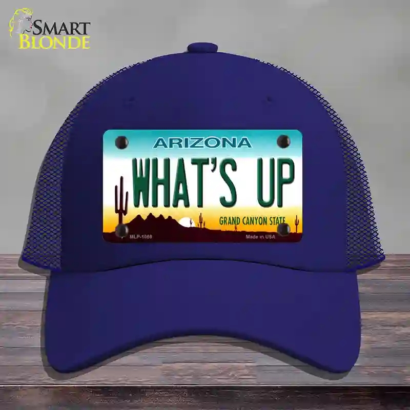 HAT18-MLP-1066 Whats Up Novelty License Plate Hat, Mesh - Royal Blue