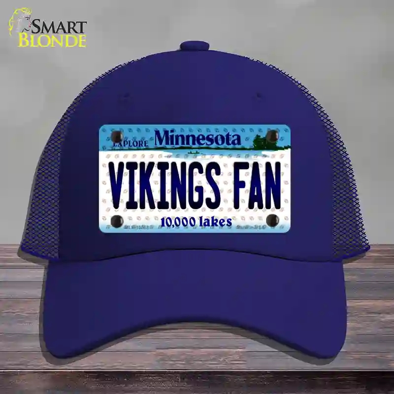 HAT18-MLP-10768 Vikings Fan Minnesota Novelty License Plate Hat, Mesh - Royal Blue