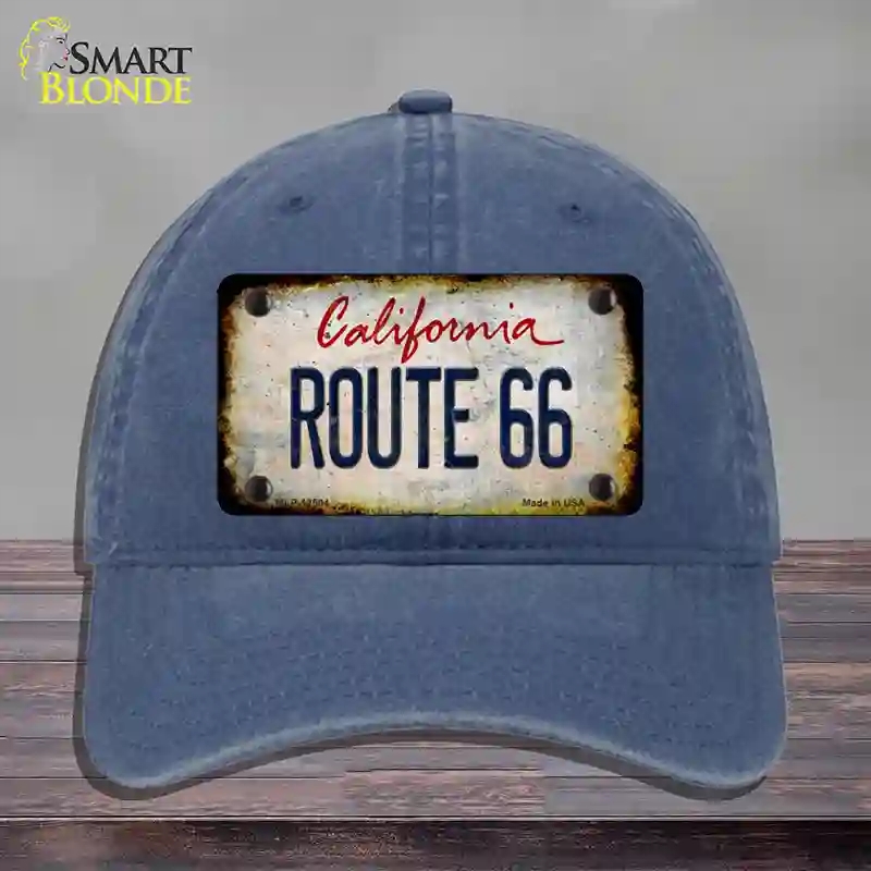 HAT11-MLP-12504 Route 66 California Rusty Novelty License Plate Hat, Unconstructed Cotton - Navy