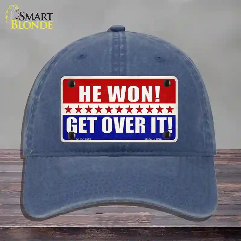 HAT11-MLP-12526 Trump Won Get Over It Novelty License Plate Hat, Unconstructed Cotton - Navy