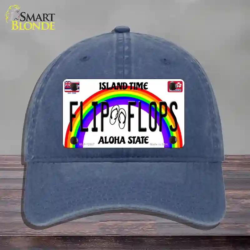 HAT11-MLP-12557 Flip Flops Hawaii Novelty License Plate Hat, Unconstructed Cotton - Navy