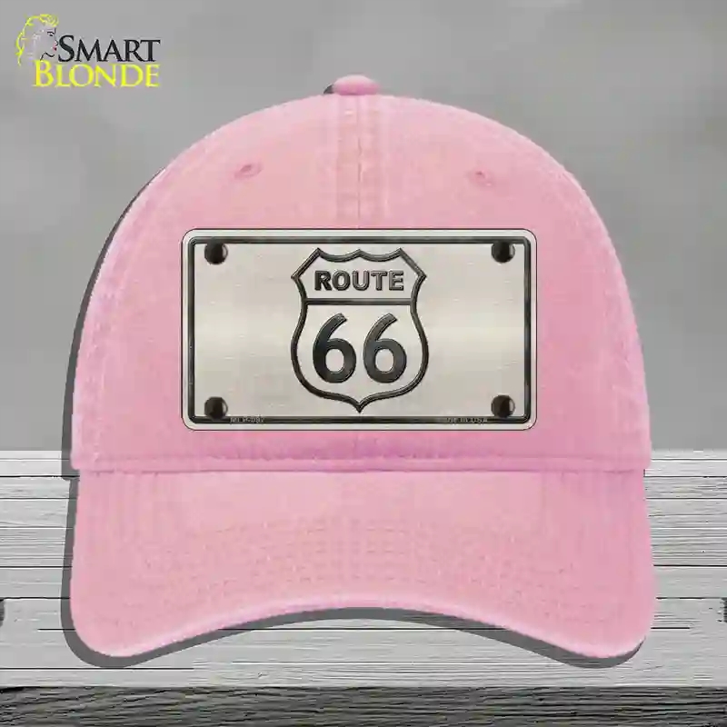 HAT12-MLP-097 Route 66 Shield White Novelty License Plate Hat, Unconstructed Cotton - Pink