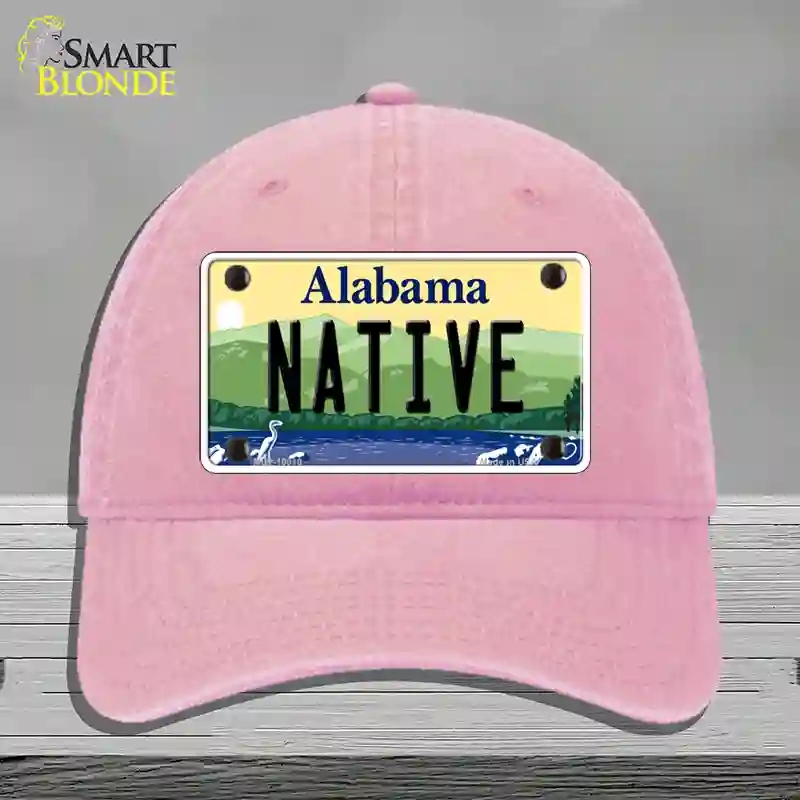 HAT12-MLP-10010 Native Alabama Novelty License Plate Hat, Unconstructed Cotton - Pink
