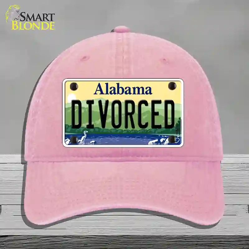 HAT12-MLP-10024 Divorced Alabama Novelty License Plate Hat, Unconstructed Cotton - Pink
