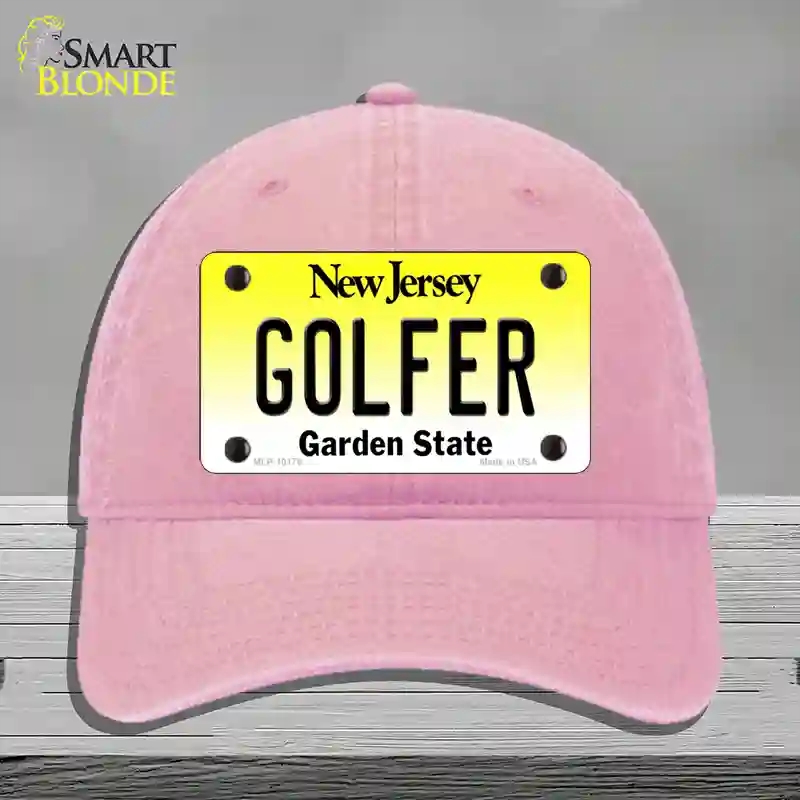 HAT12-MLP-10175 Golfer   Jersey Novelty License Plate Hat, Unconstructed Cotton - Pink