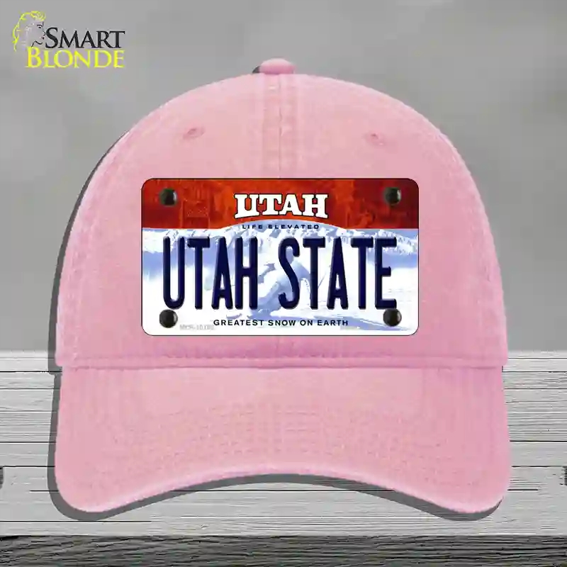 HAT12-MLP-10198 Utah State Novelty License Plate Hat, Unconstructed Cotton - Pink
