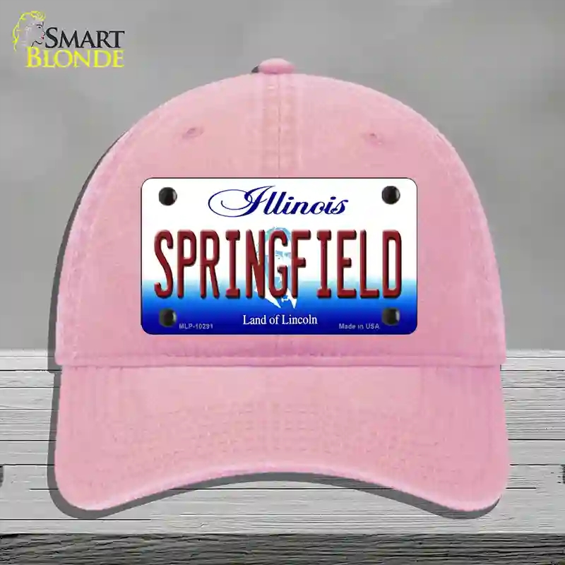HAT12-MLP-10291 Springfield Illinois Novelty License Plate Hat, Unconstructed Cotton - Pink