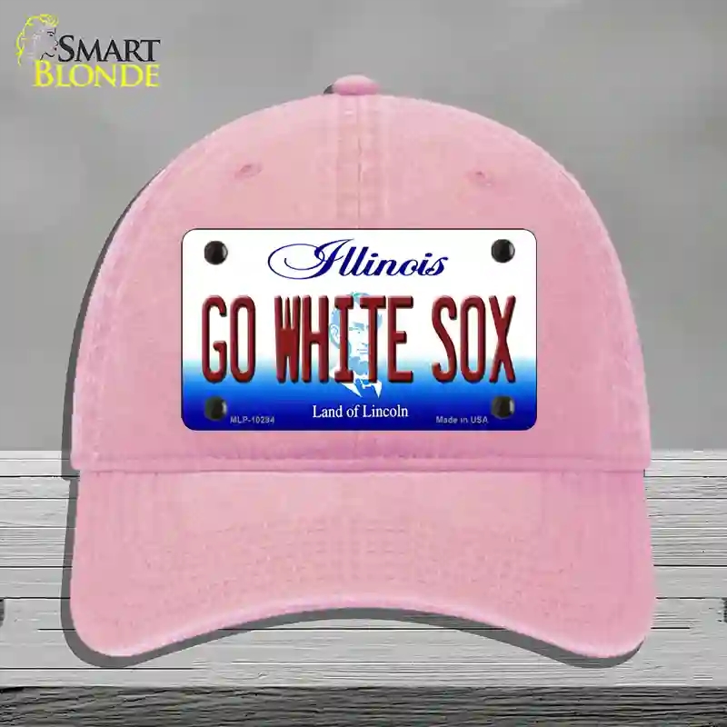 HAT12-MLP-10294 Go White Sox Illinois Novelty License Plate Hat, Unconstructed Cotton - Pink
