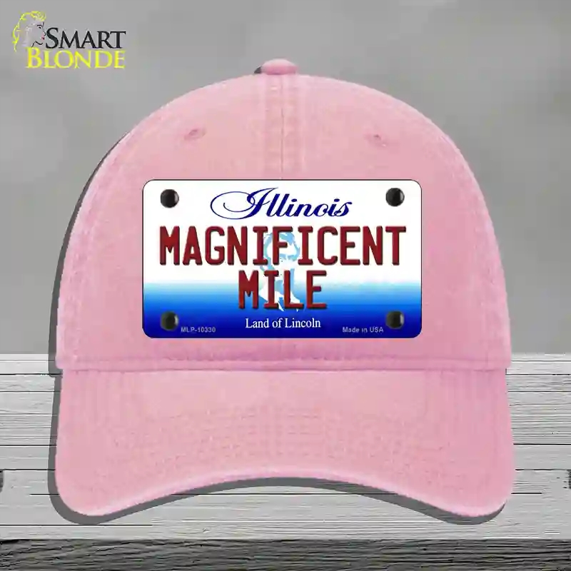 HAT12-MLP-10330 Magnificent Mile Illinois Novelty License Plate Hat, Unconstructed Cotton - Pink