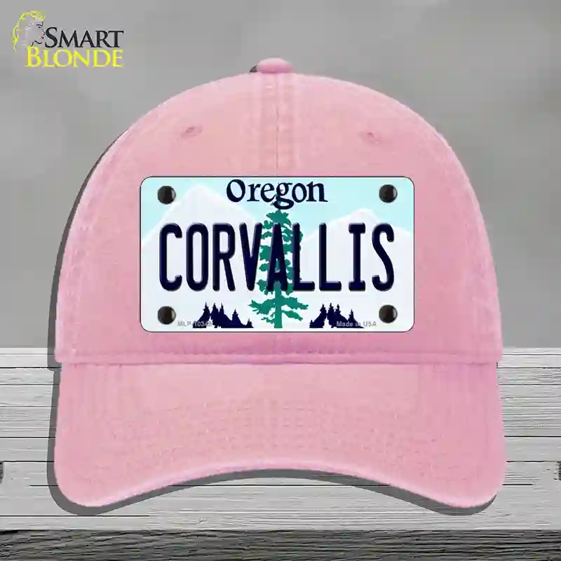 HAT12-MLP-10349 Corvallis Oregon Novelty License Plate Hat, Unconstructed Cotton - Pink